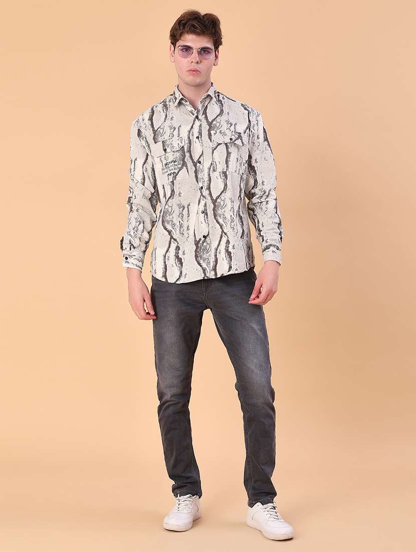 men printed long sleeve regular fit casual shirt - 22022305 -  Standard Image - 4