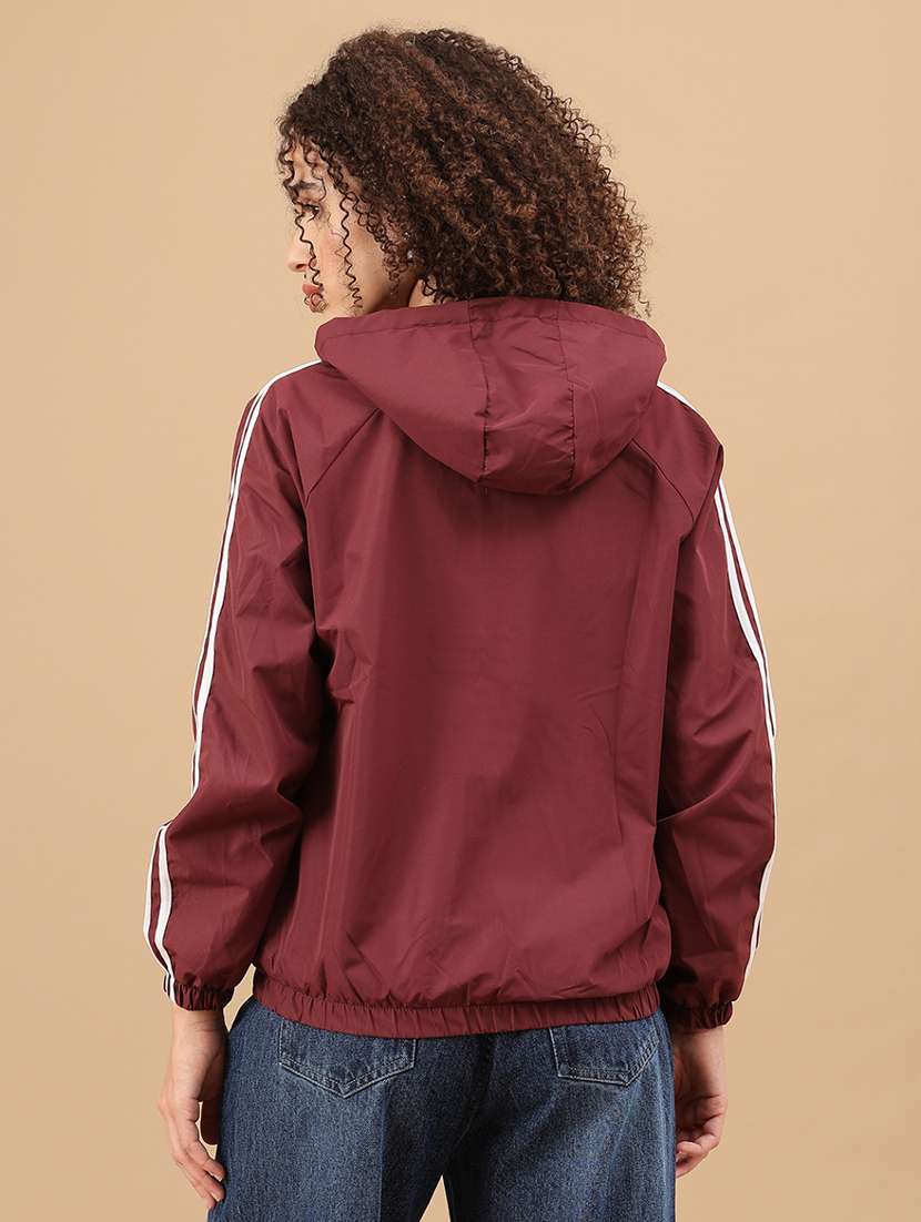 maroon poly blend windcheater jacket - 22022315 -  Standard Image - 4