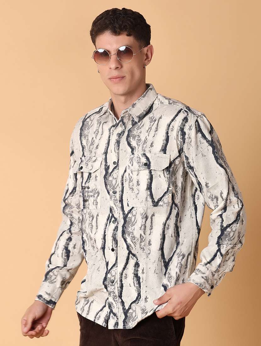 men printed long sleeve regular fit casual shirt - 22022322 -  Standard Image - 1