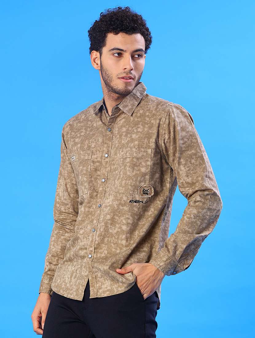 men printed long sleeve regular fit casual shirt - 22022324 -  Standard Image - 1