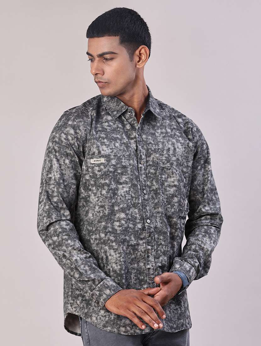 men printed long sleeve regular fit casual shirt - 22022326 -  Standard Image - 1