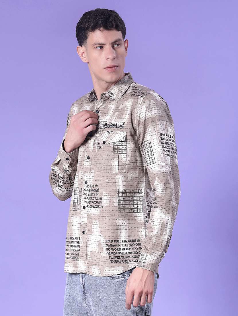 men printed long sleeve regular fit casual shirt - 22022327 -  Standard Image - 1
