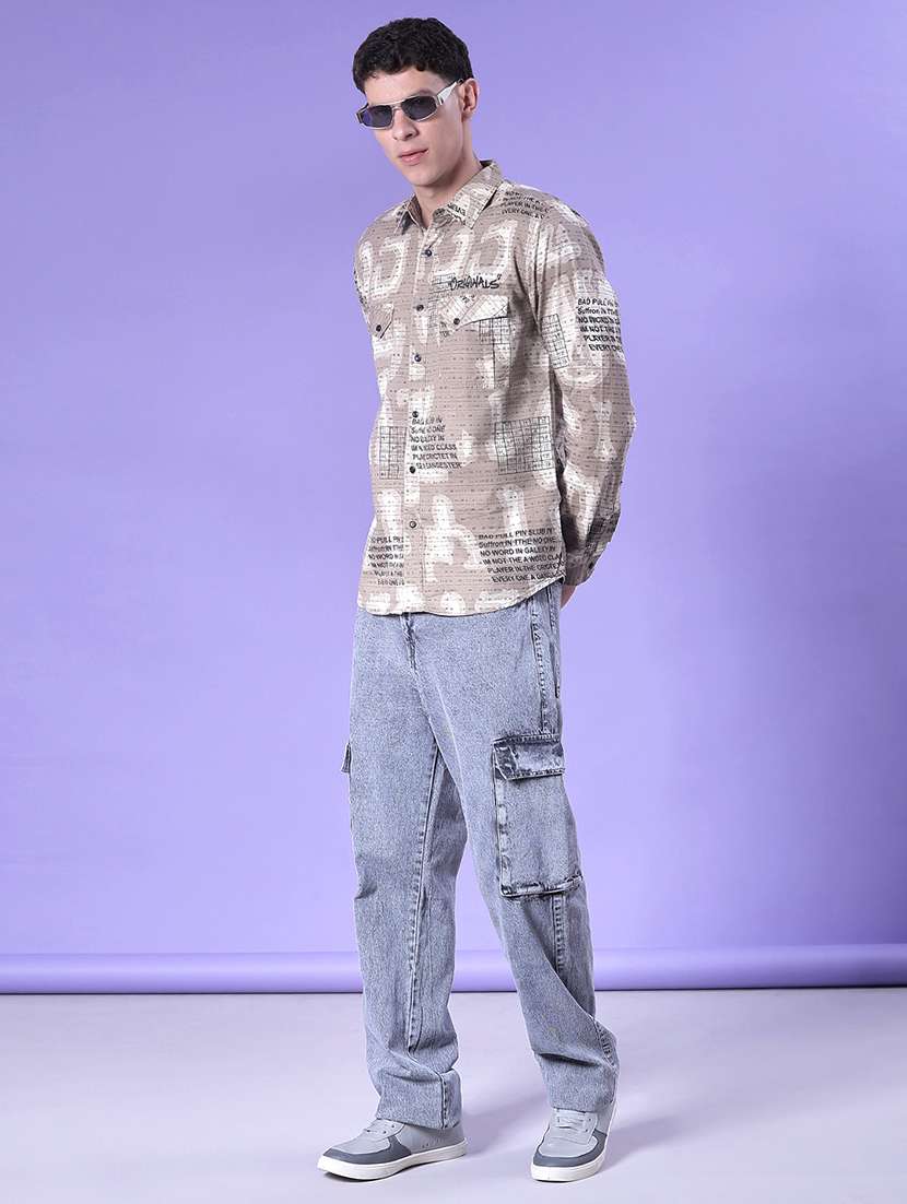 men printed long sleeve regular fit casual shirt - 22022327 -  Standard Image - 4