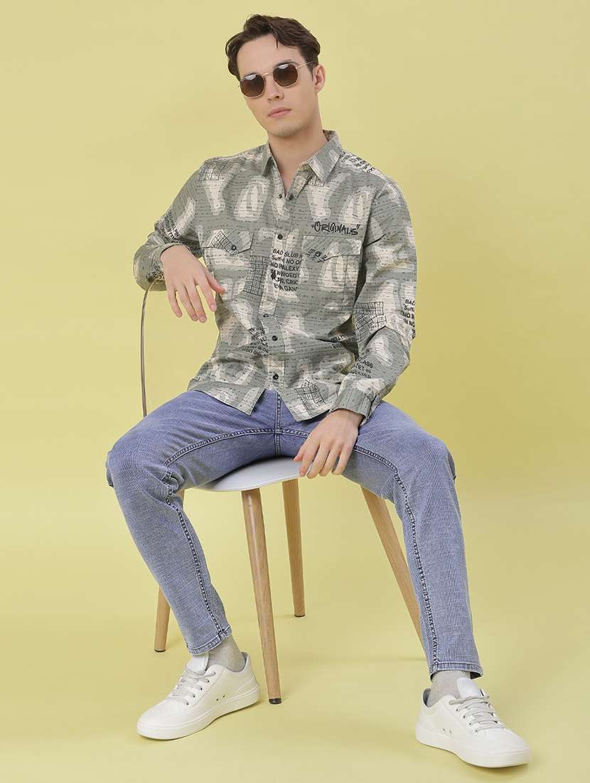 men printed long sleeve regular fit casual shirt - 22022328 -  Standard Image - 4