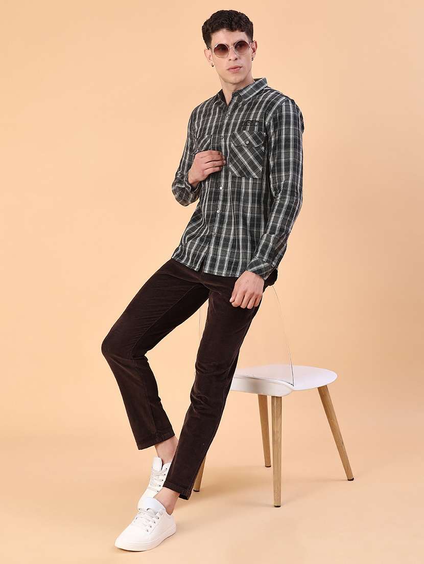 men checkered long sleeve slim fit casual shirt - 22022371 -  Standard Image - 4