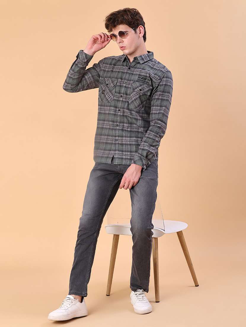 men checkered long sleeve slim fit casual shirt - 22022376 -  Standard Image - 4