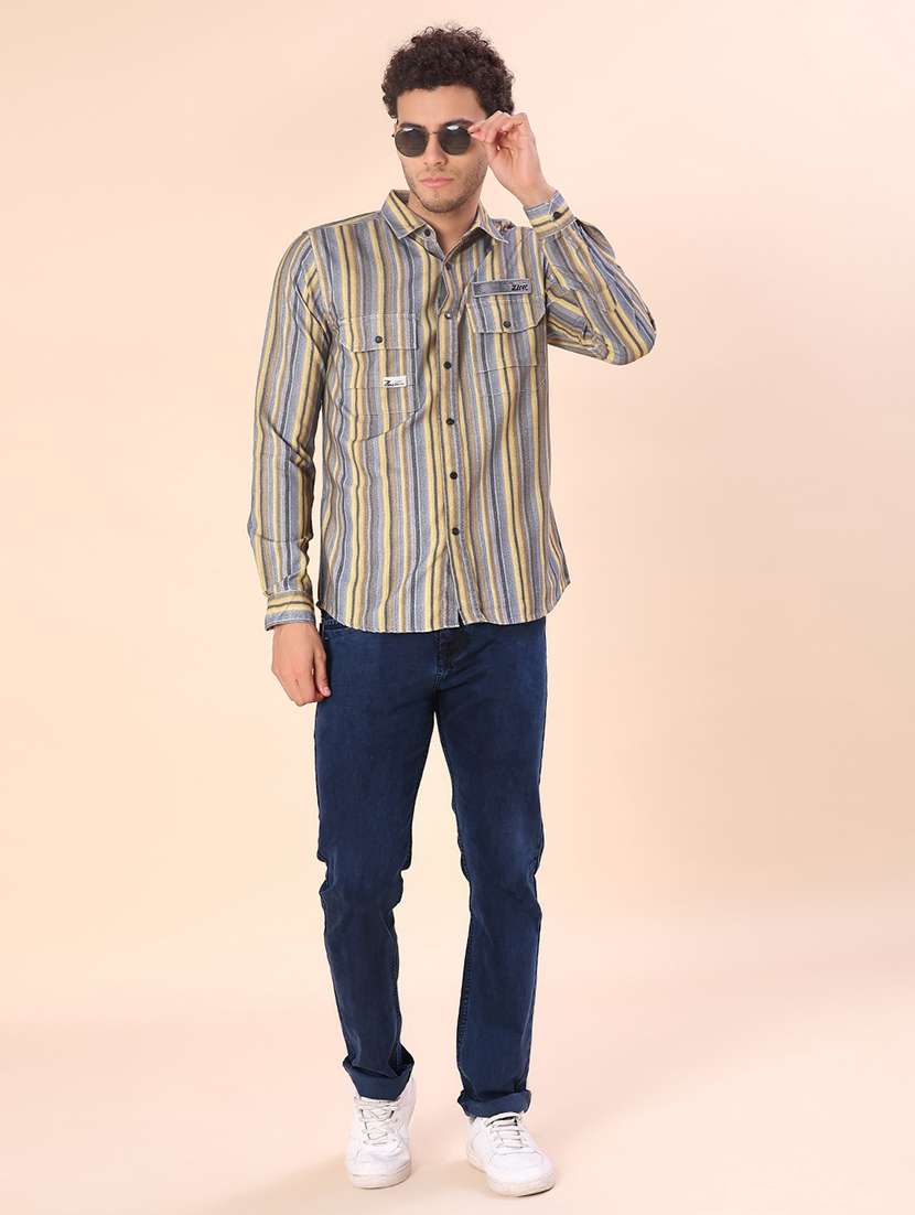 men striped long sleeve regular fit casual shirt - 22022377 - Standard Image - 4