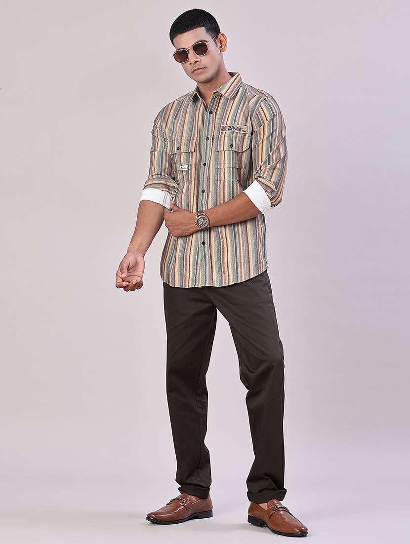 men striped long sleeve regular fit casual shirt - 22022378 -  Standard Image - 4