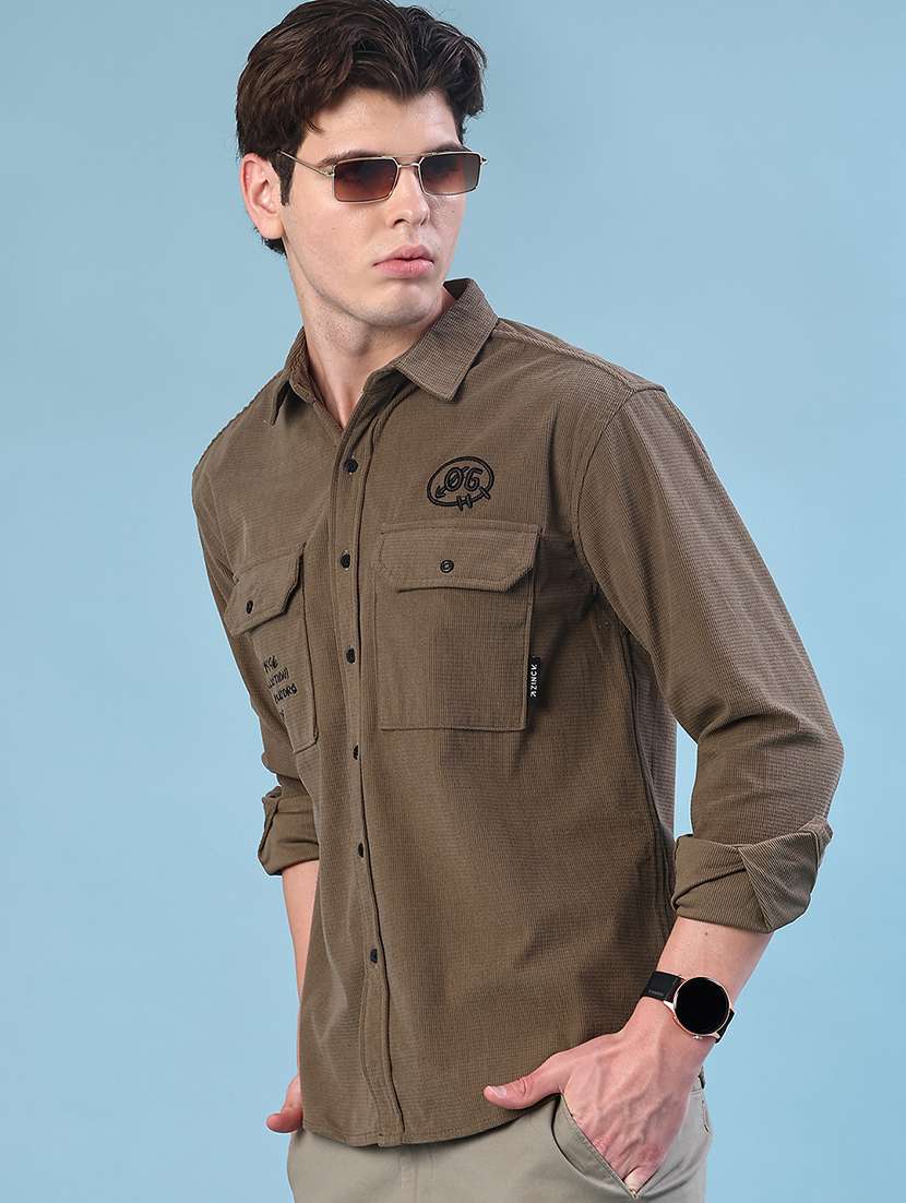 men printed long sleeve regular fit casual shirt