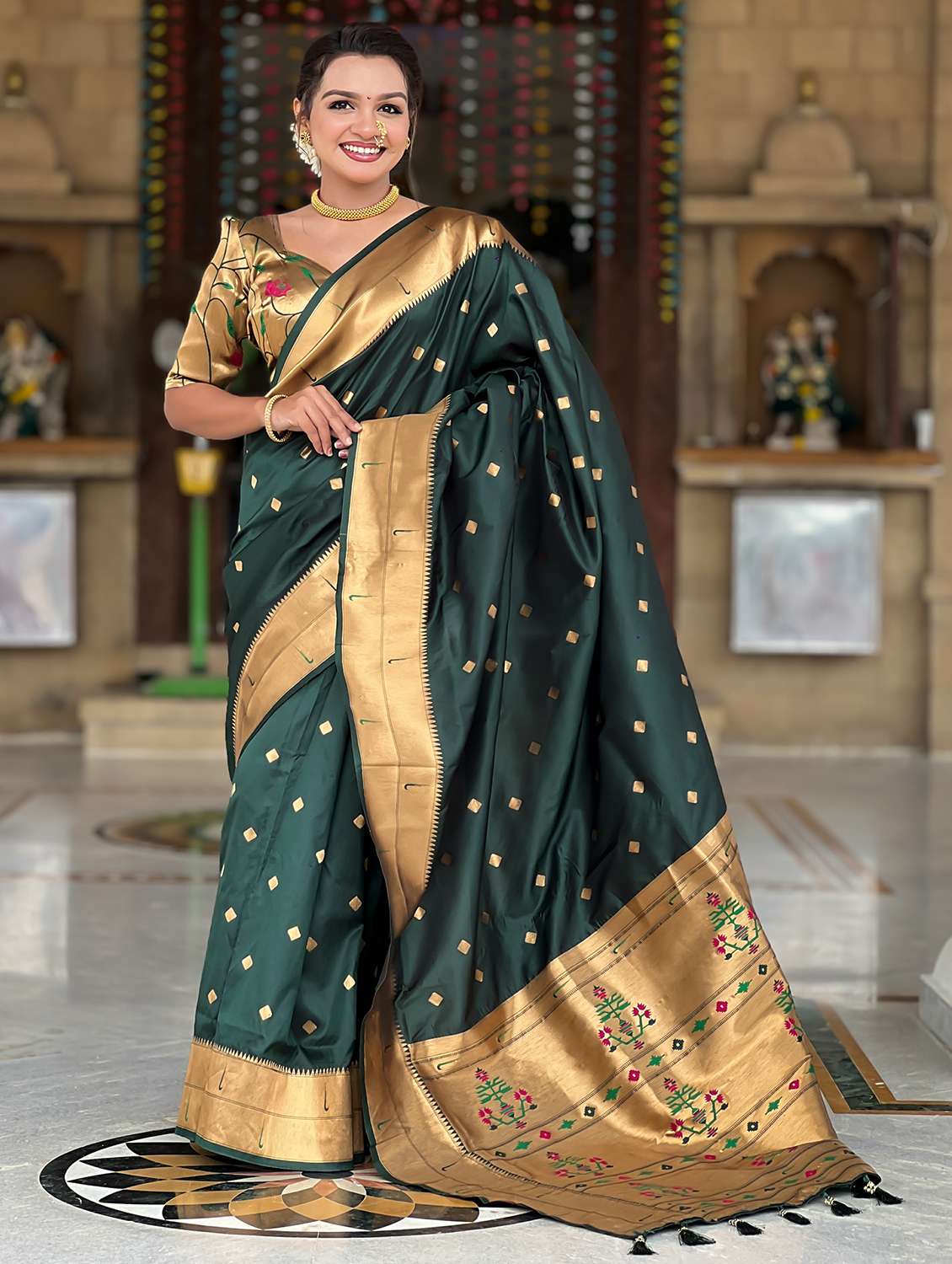 women self design paithani saree with blouse