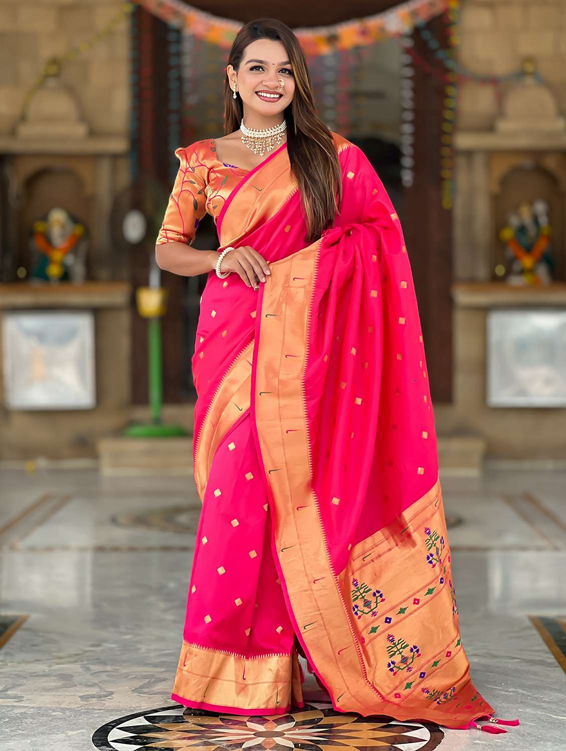 women self design paithani saree with blouse