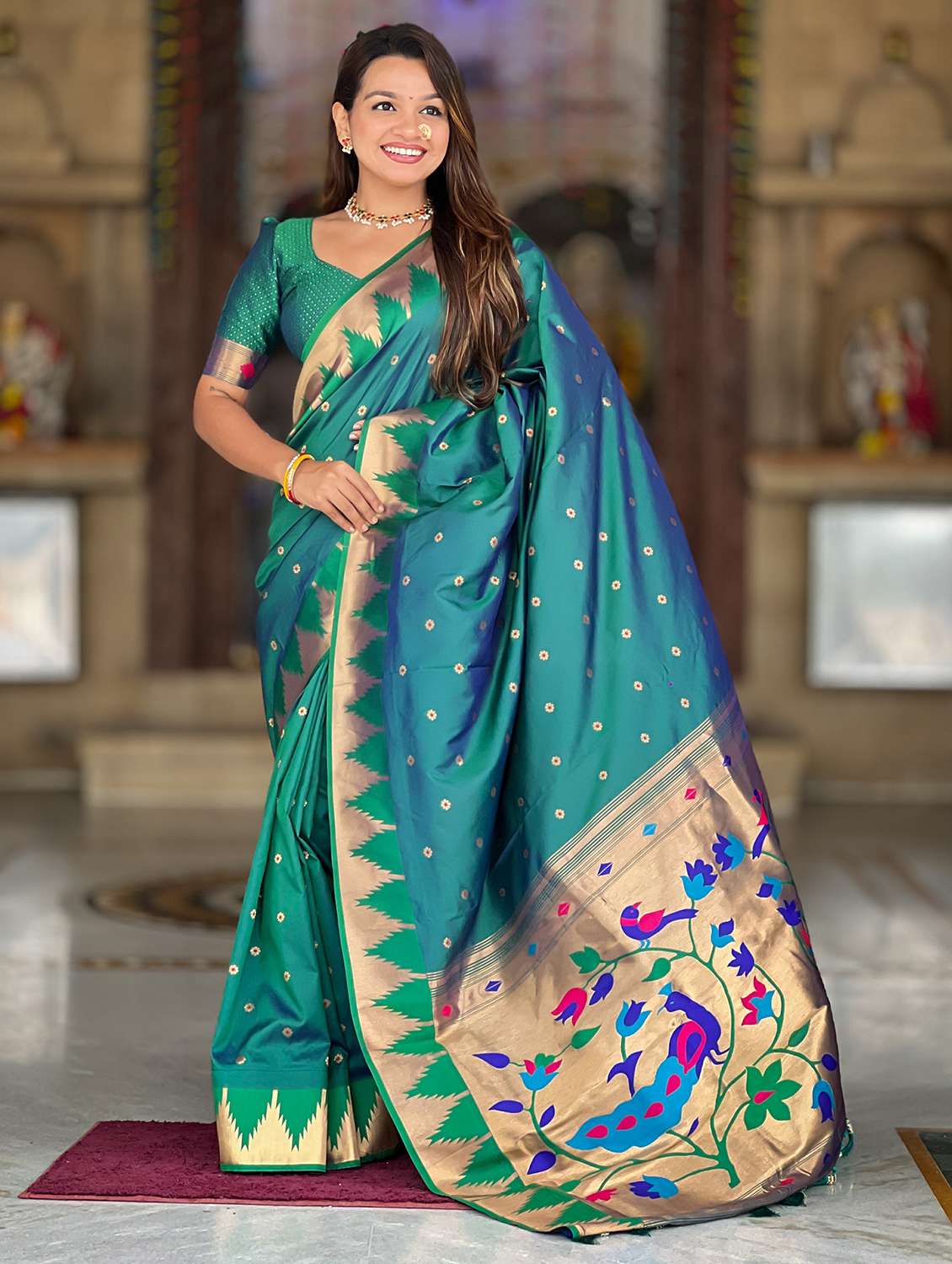 women self design paithani saree with blouse - 22022402 -  Standard Image - 1