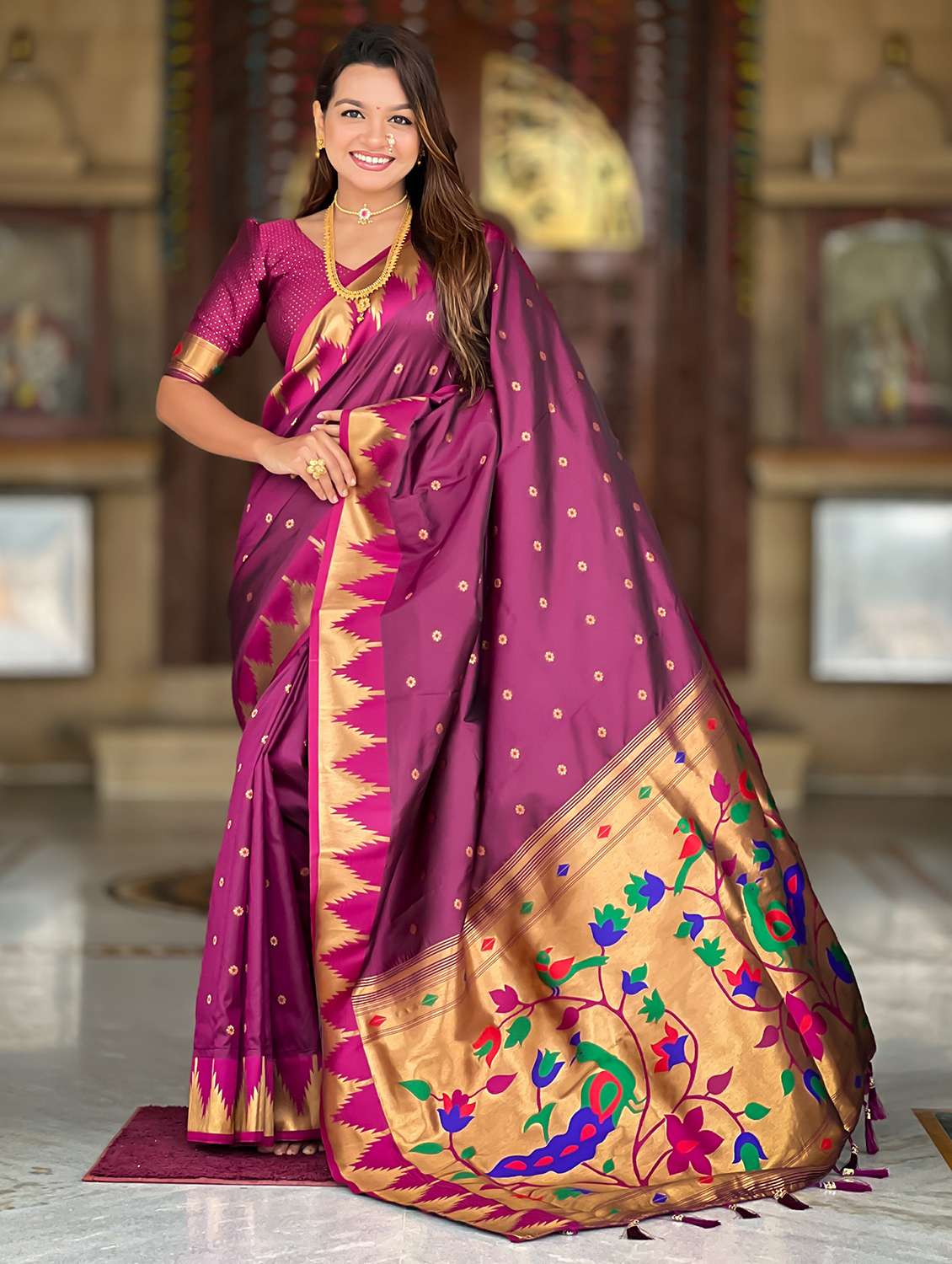 women self design paithani saree with blouse - 22022404 -  Standard Image - 1