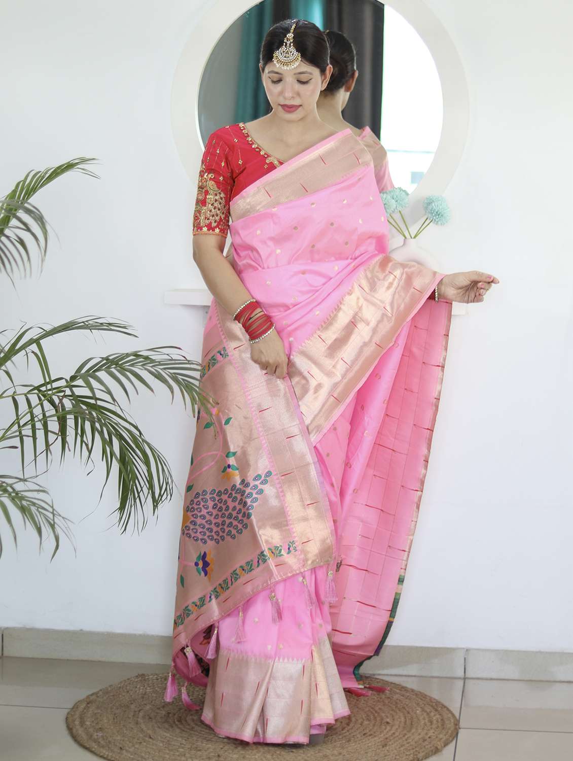 women self design paithani saree with blouse