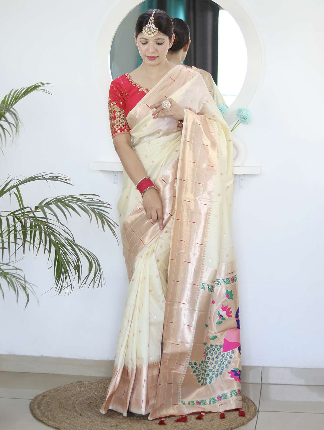 women self design paithani saree with blouse