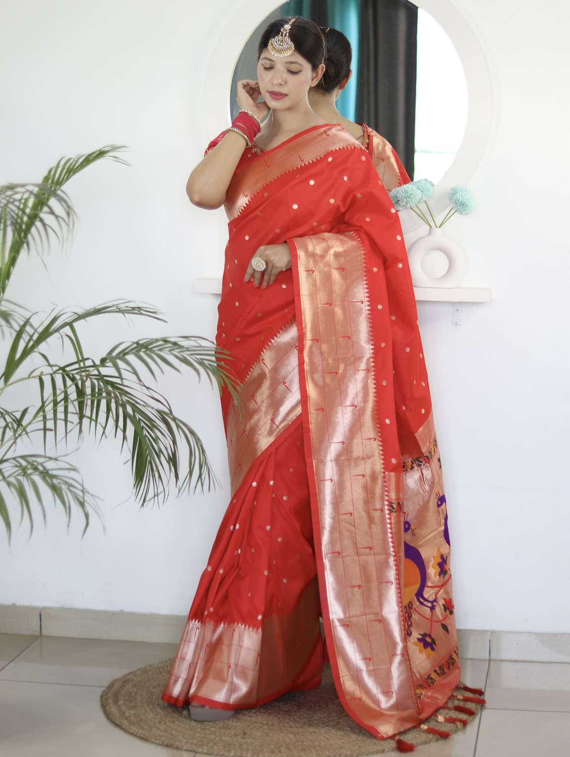 women self design paithani saree with blouse