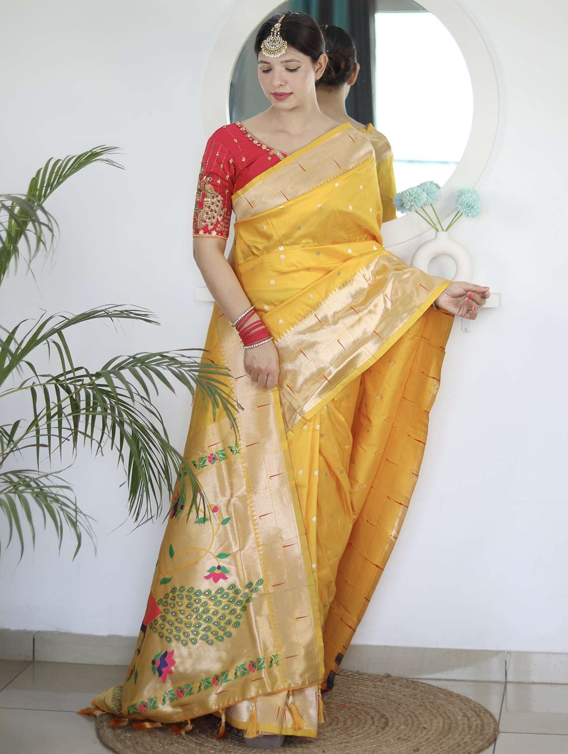 women self design paithani saree with blouse