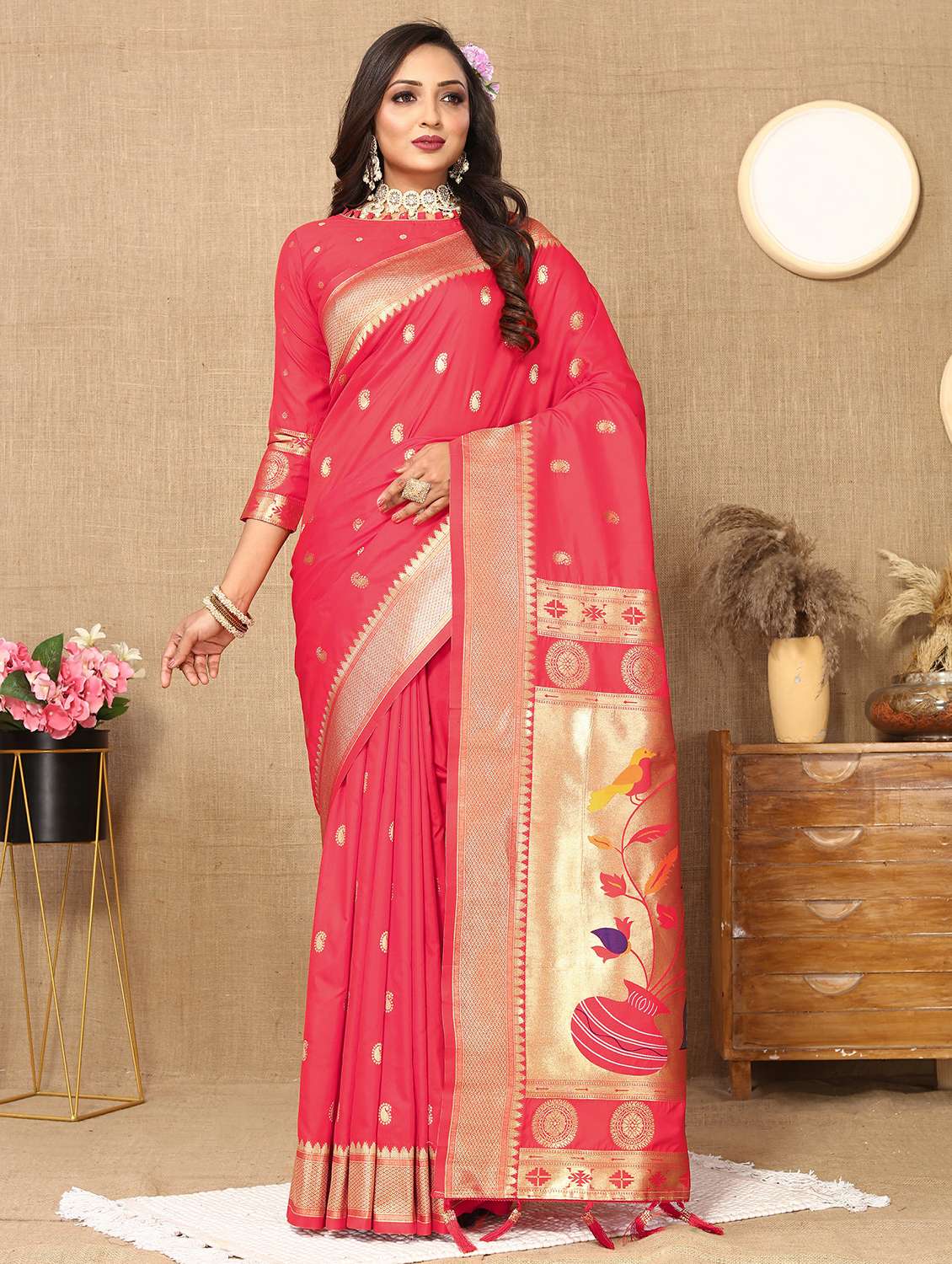 women self design paithani saree with blouse - 22022421 -  Standard Image - 1