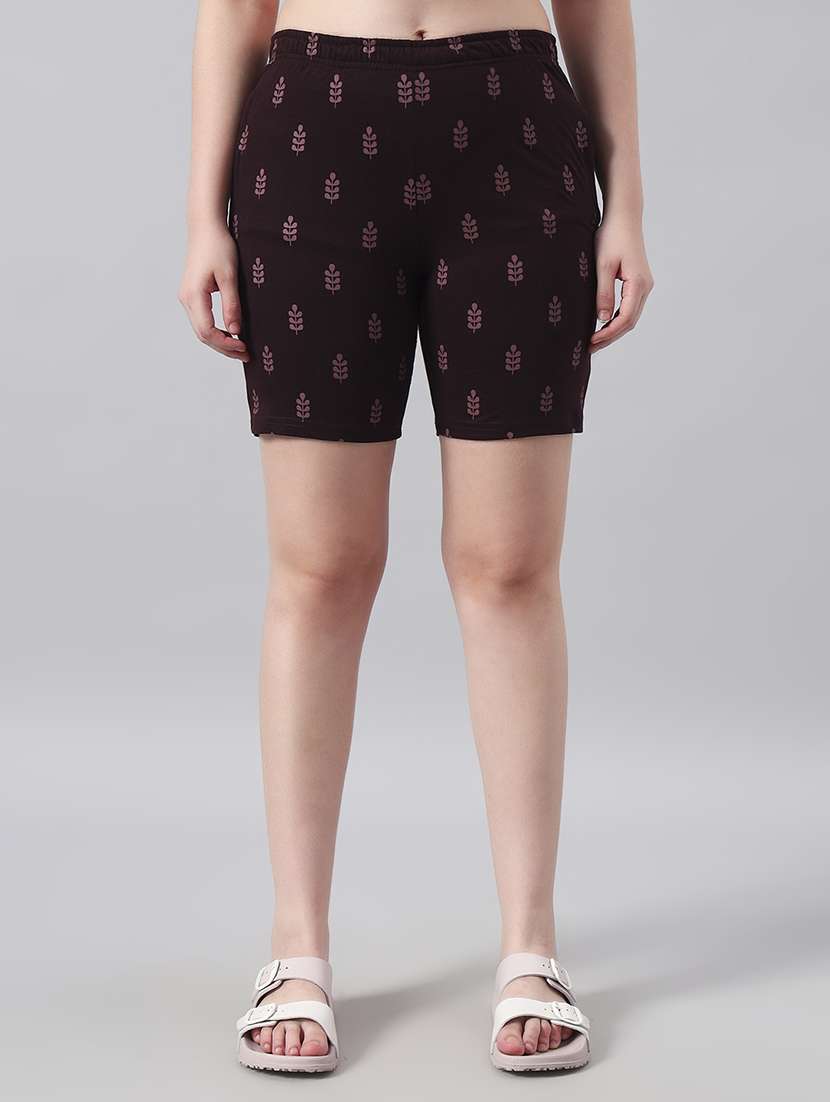 women printed mid rise loung wear shorts