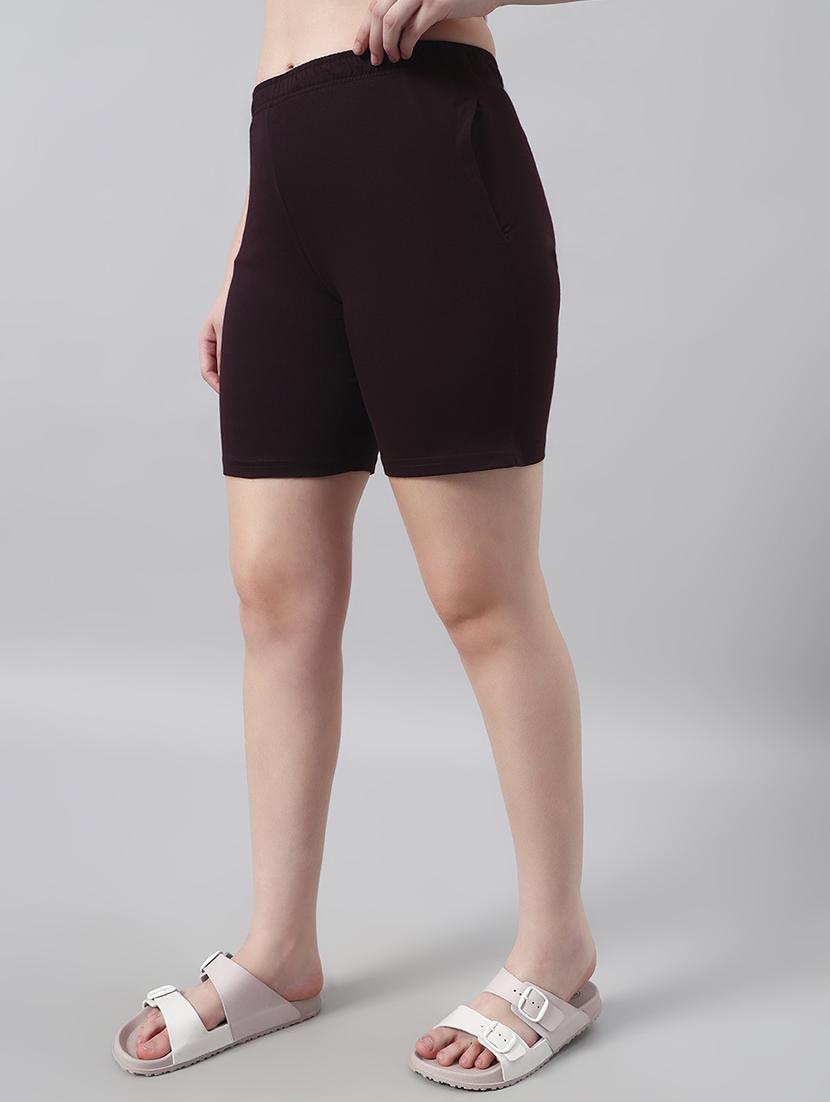 women solid mid rise loung wear shorts - 22022431 -  Standard Image - 1