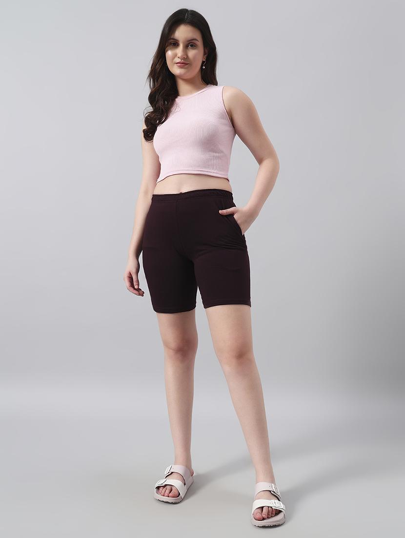 women solid mid rise loung wear shorts - 22022431 - Standard Image - 4