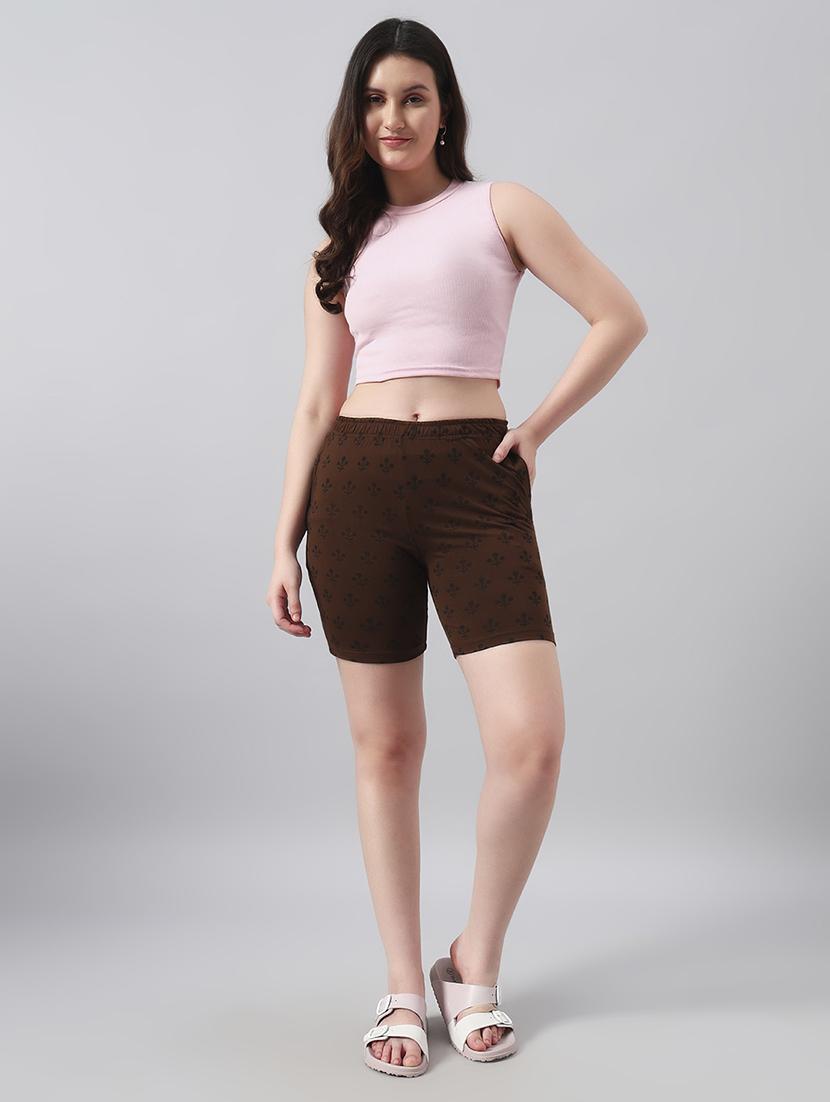 women printed mid rise loung wear shorts - 22022432 - Standard Image - 4