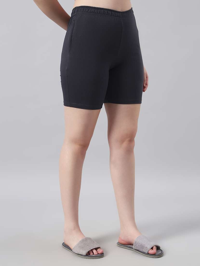 women solid mid rise loung wear shorts - 22022434 -  Standard Image - 1