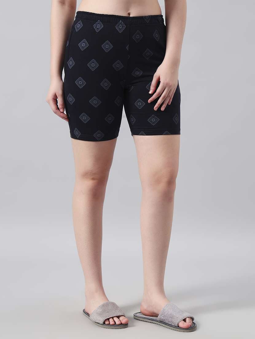 women printed mid rise loung wear shorts - 22022435 -  Standard Image - 1