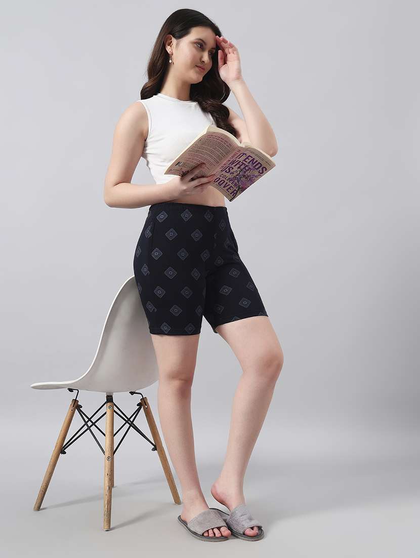 women printed mid rise loung wear shorts - 22022435 -  Standard Image - 4