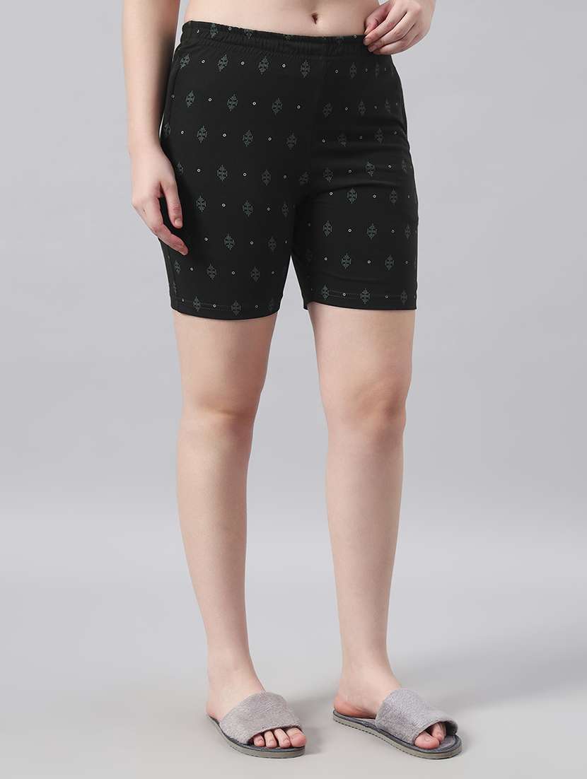 women printed mid rise loung wear shorts - 22022437 -  Standard Image - 1