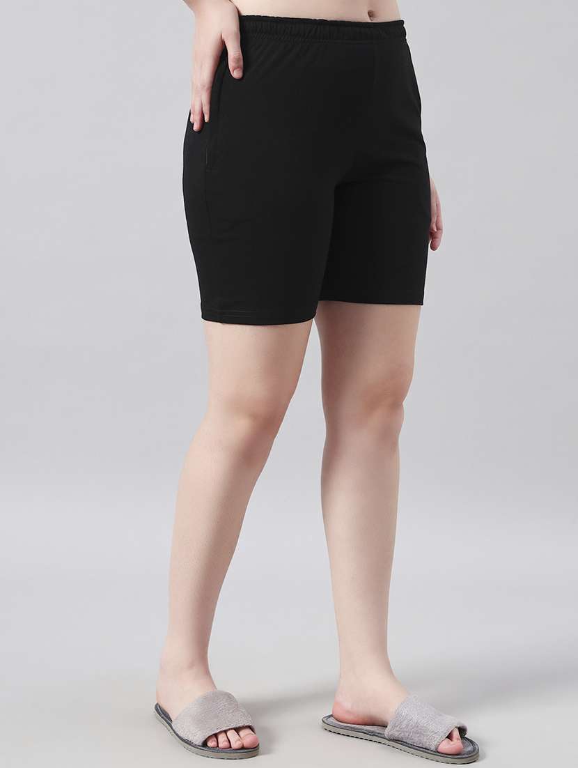 women solid mid rise loung wear shorts - 22022438 -  Standard Image - 1