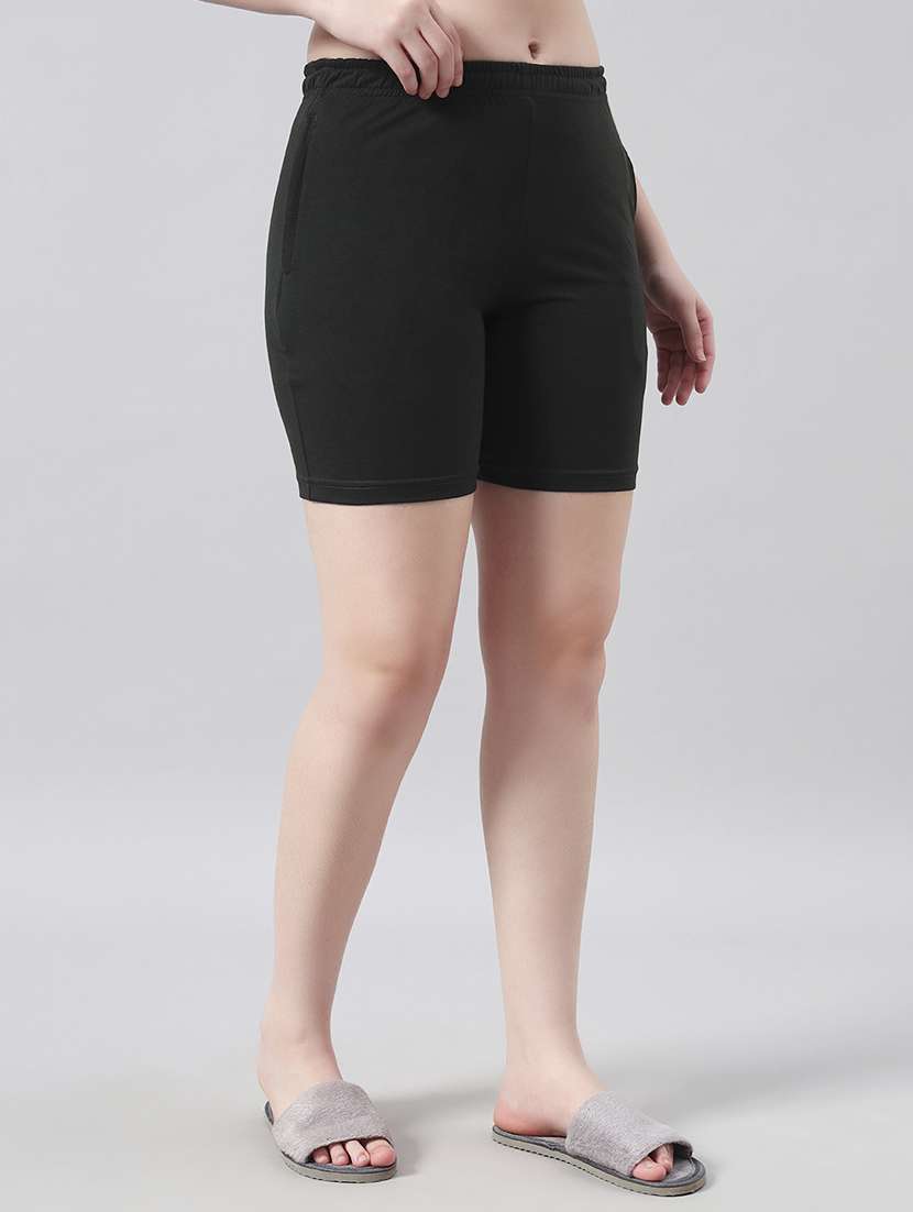 women solid mid rise loung wear shorts - 22022440 -  Standard Image - 1