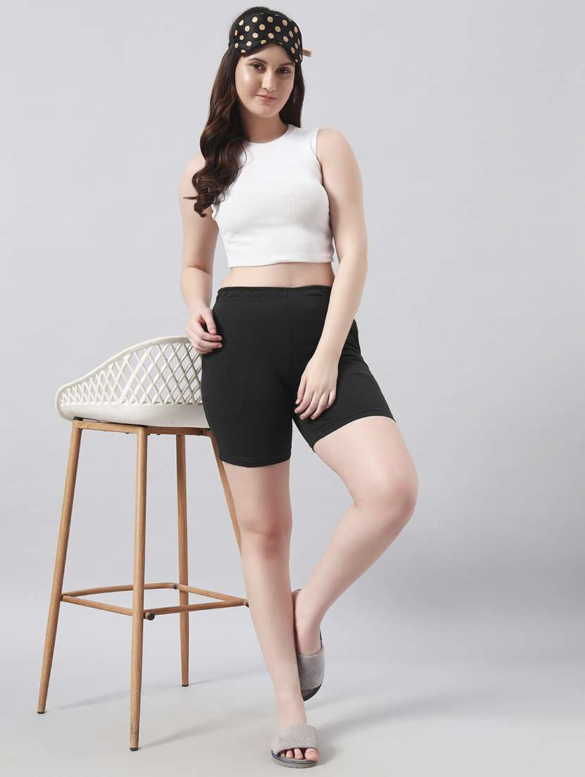 women solid mid rise loung wear shorts - 22022440 - Standard Image - 4