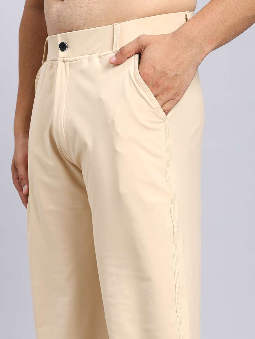 men solid mid rise loose fit chinos  - 22022467 -  Standard Image - 4