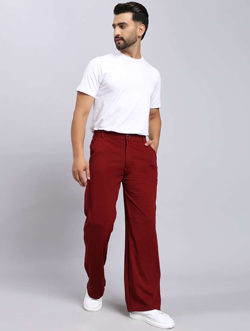 men solid mid rise loose fit chinos  - 22022470 -  Standard Image - 4
