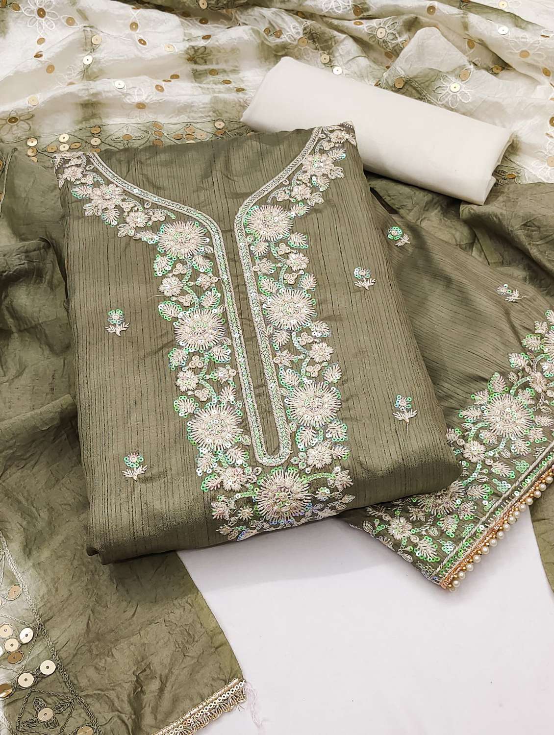 women solid with work embroidered unstitched suit set - 22022475 -  Standard Image - 1