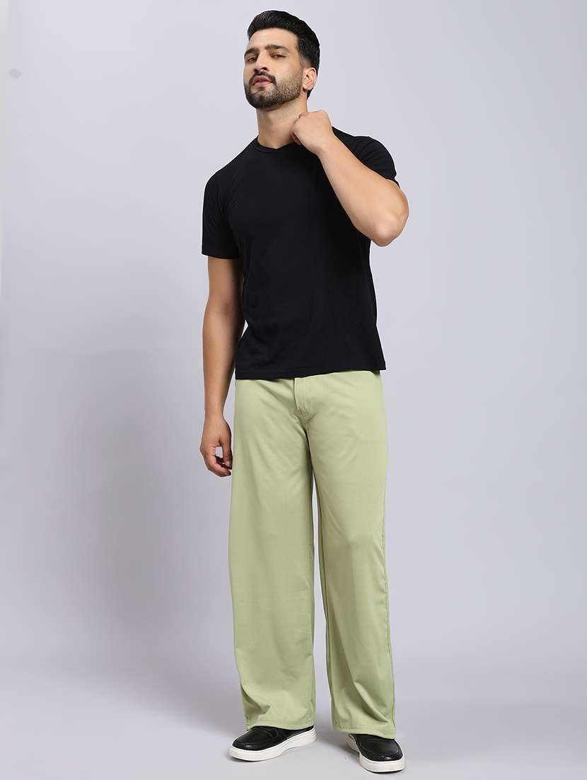 men solid mid rise loose fit chinos  - 22022478 -  Standard Image - 4