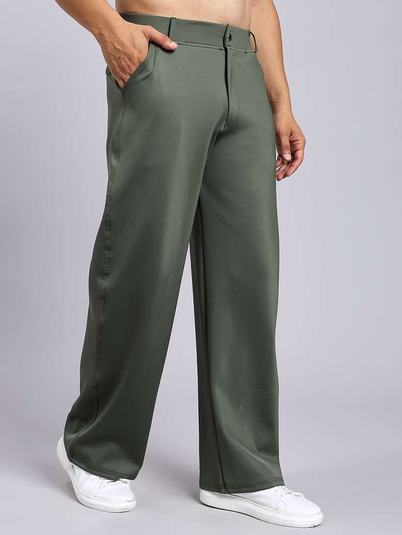 men solid mid rise loose fit chinos  - 22022479 -  Standard Image - 1