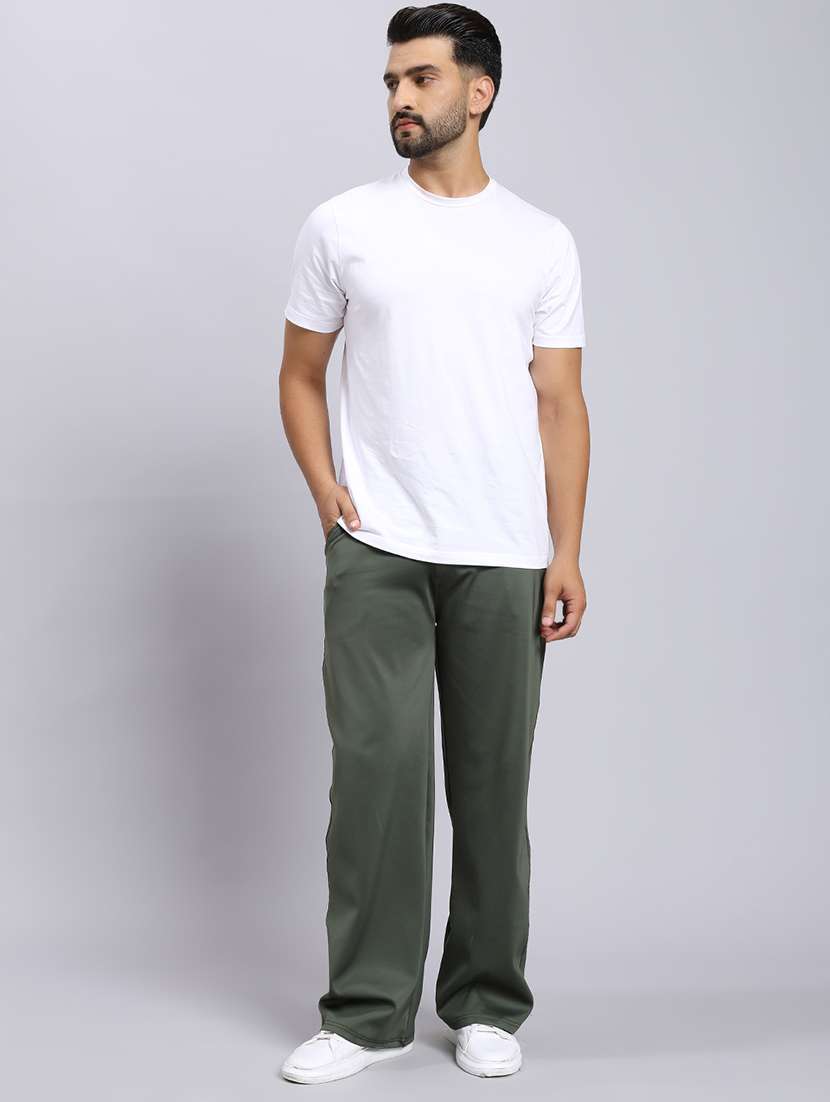 men solid mid rise loose fit chinos  - 22022479 -  Standard Image - 4