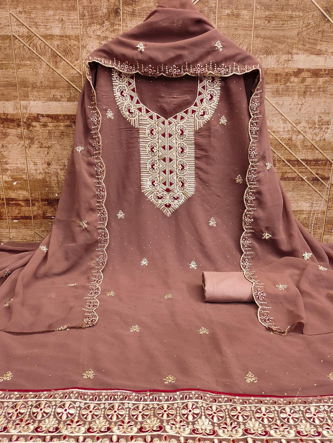 women solid with work embroidered unstitched suit set - 22022507 - Standard Image - 1