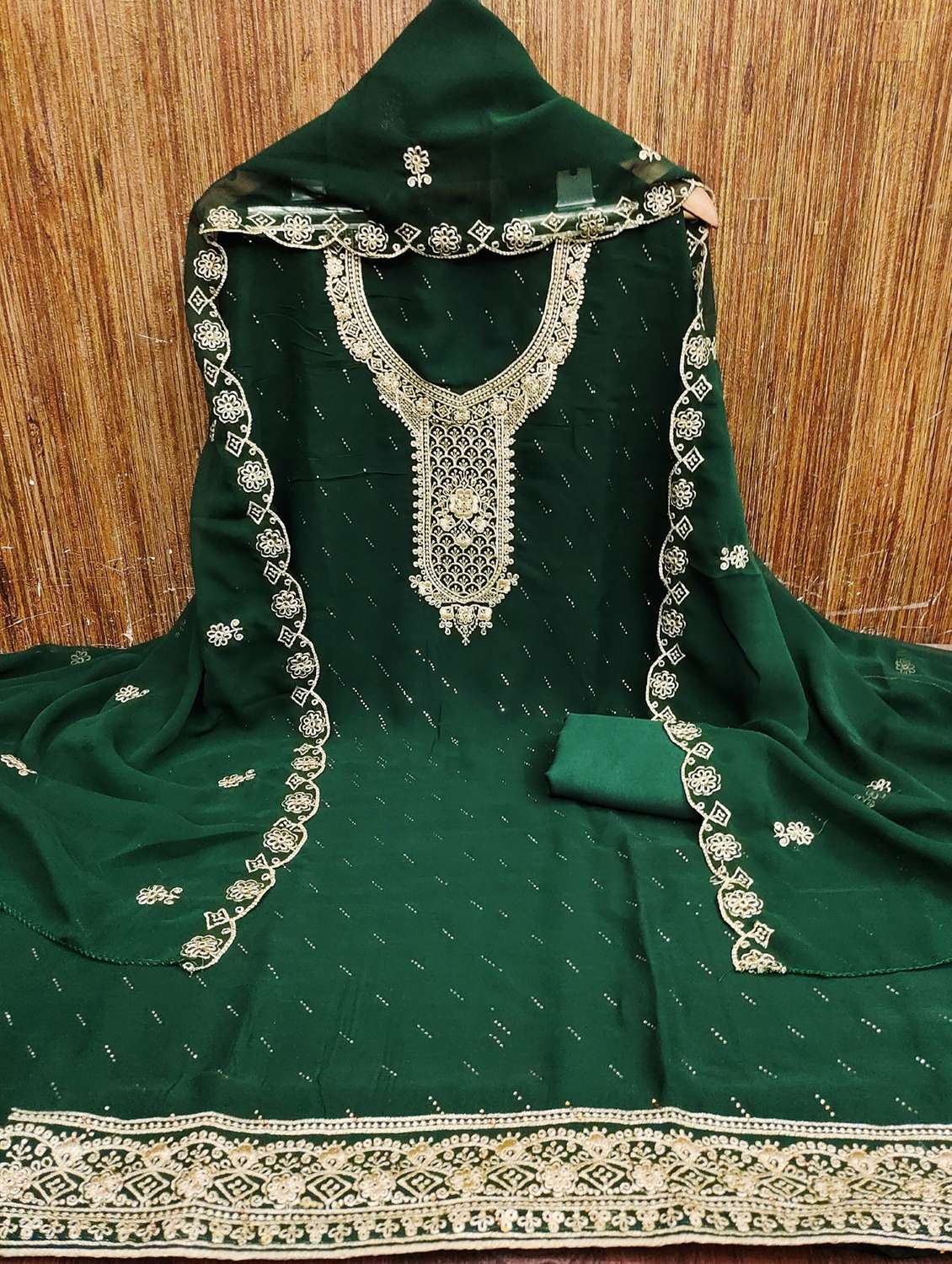 women solid with work embroidered unstitched suit set - 22022536 -  Standard Image - 1