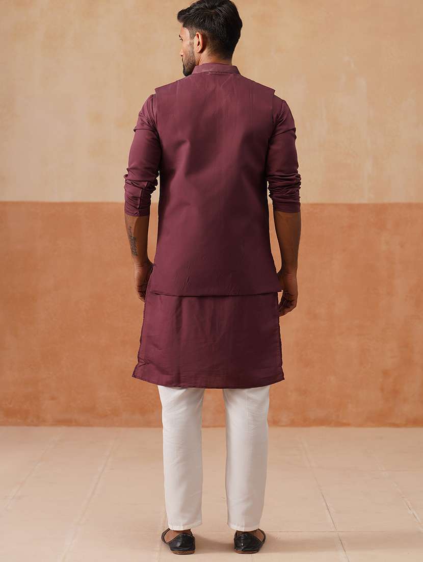 men embroidered mandarin collar nehru jacket - 22022548 -  Standard Image - 4
