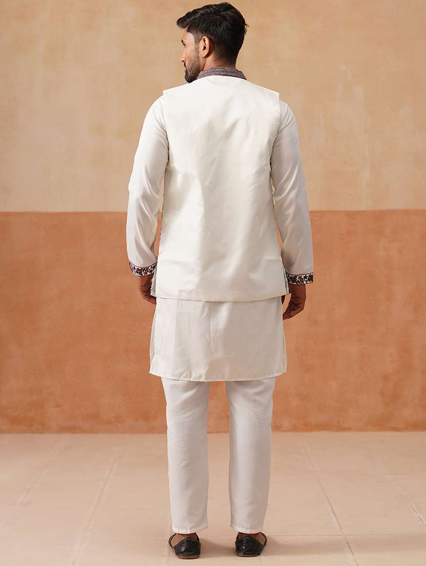 men embroidered mandarin collar nehru jacket - 22022549 -  Standard Image - 4