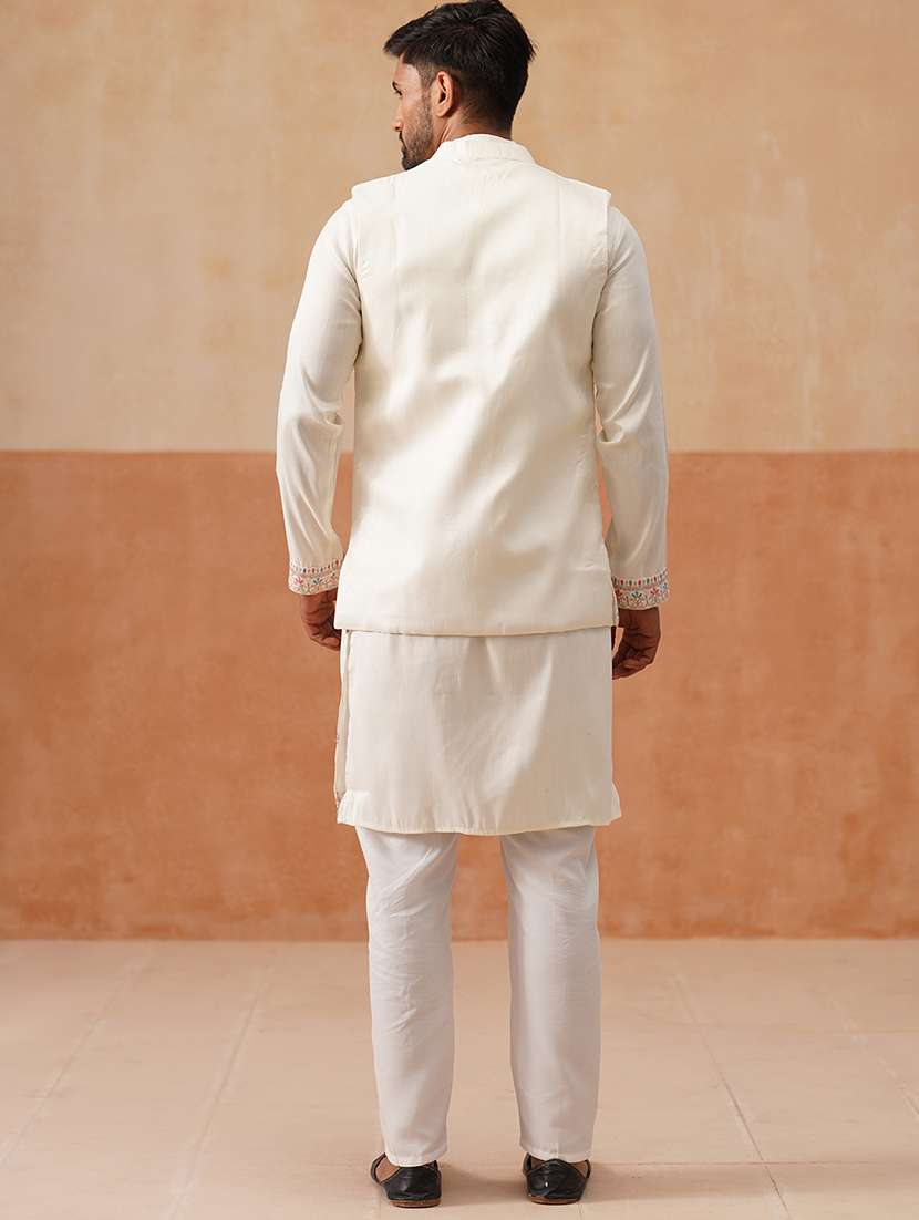 men embroidered mandarin collar nehru jacket - 22022552 -  Standard Image - 4