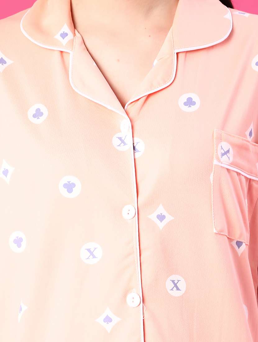 women printed short sleeve pyjama set nightwear - 22022574 -  Standard Image - 4