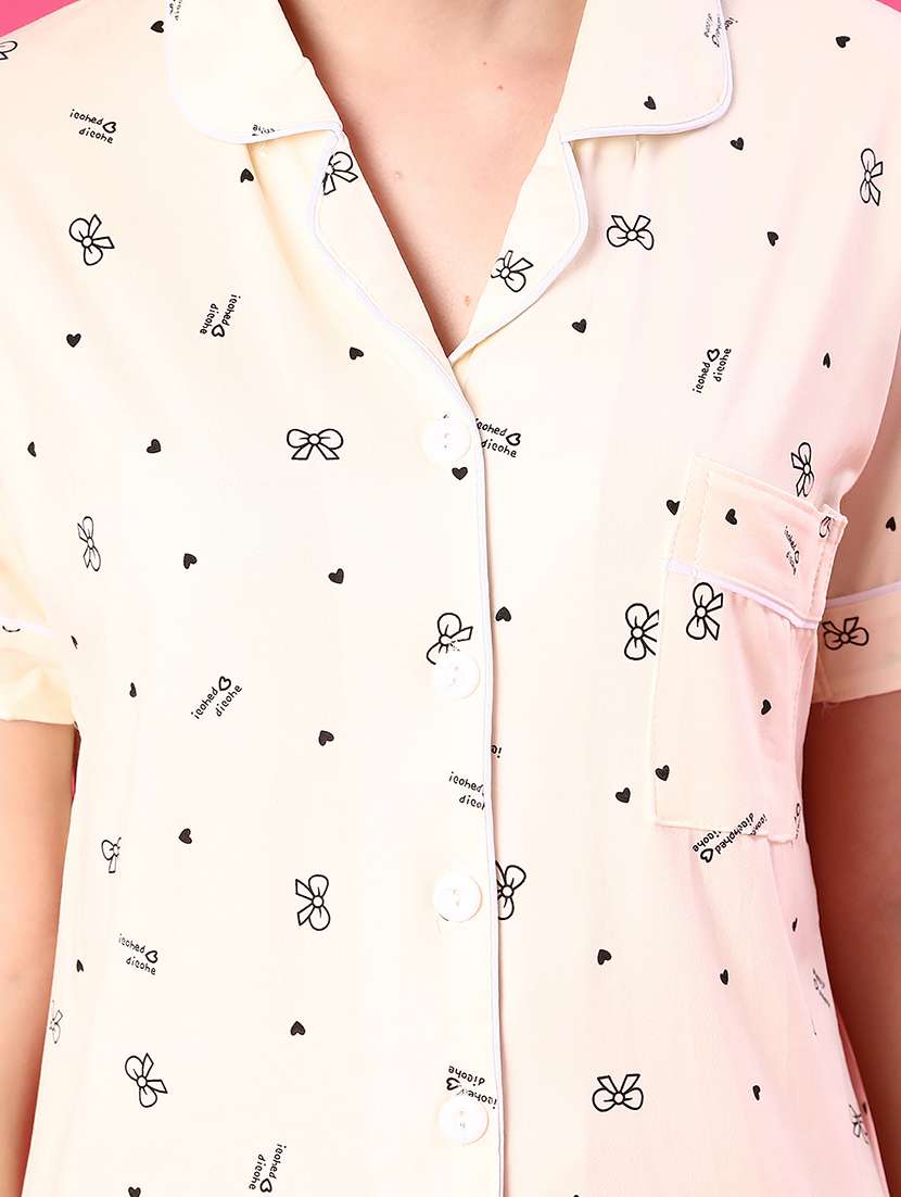 women printed short sleeve pyjama set nightwear - 22022689 -  Standard Image - 4