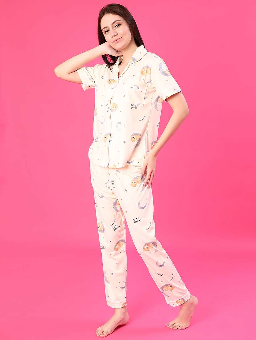 women printed short sleeve pyjama set nightwear - 22022692 -  Standard Image - 1