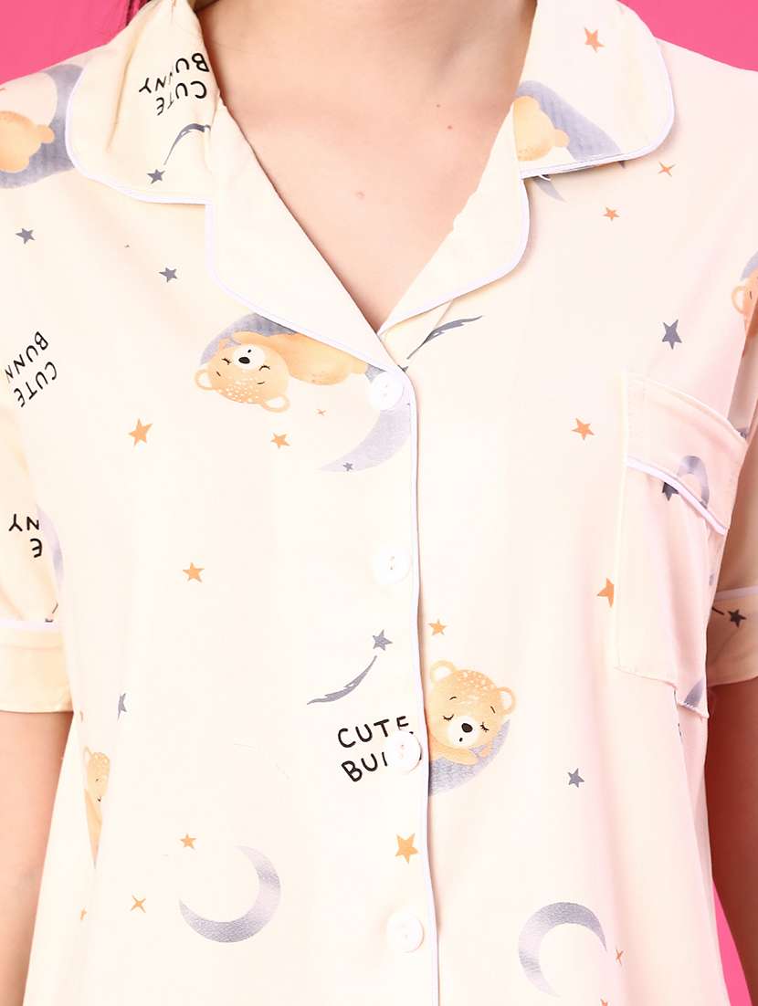 women printed short sleeve pyjama set nightwear - 22022692 -  Standard Image - 4