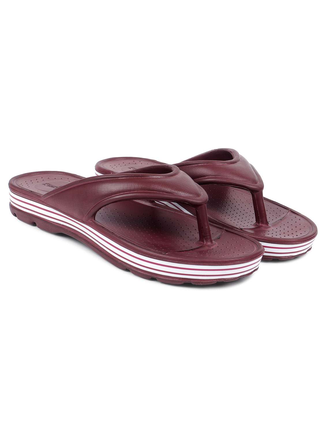 women solid maroon flip flop - 22023427 -  Standard Image - 1