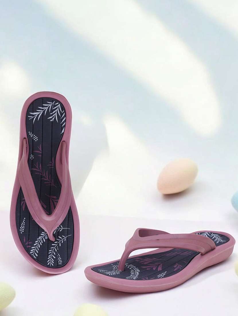 women printed slip on flip flop